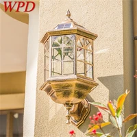 wpd outdoor solar retro wall light led waterproof classical sconces lamp for home porch decoration