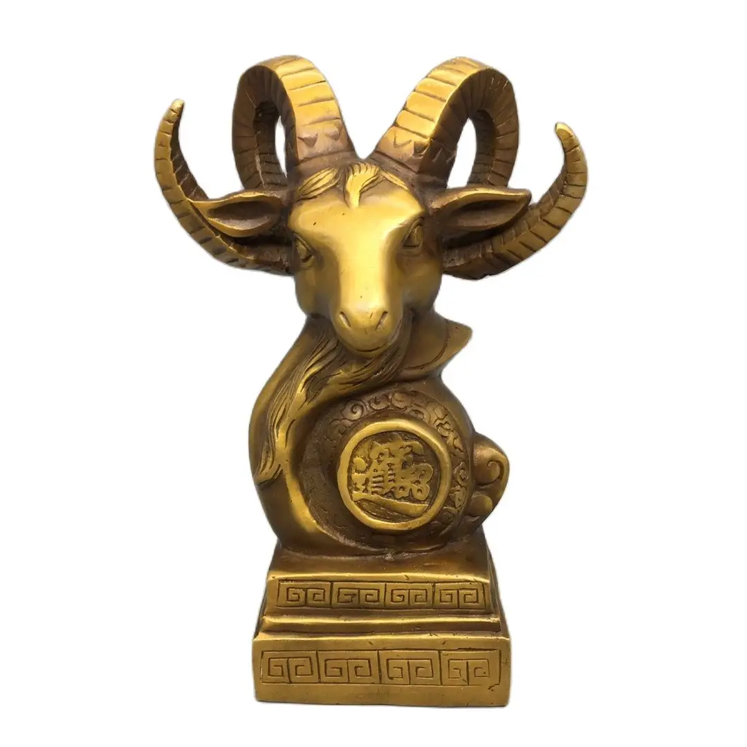 

Collection Chinese High Quality Bronze Sheep Head Statue,Home Feng Shui Art Decoration Metal Wealth Goat Sculpture