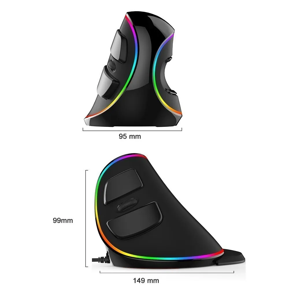 

Wired Vertical Mouse RGB Light Ergonomic Healthy Design Gaming Mause 4000 DPI Optical USB Computer Gamer Gift Mice For PC Laptop