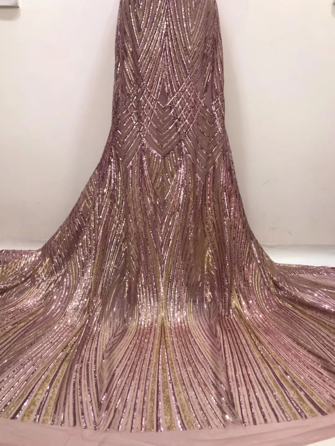

(5yards/pc) Latest African sequins net lace pink tulle lace fabric with elegant embroidery for charming party dress FJL042