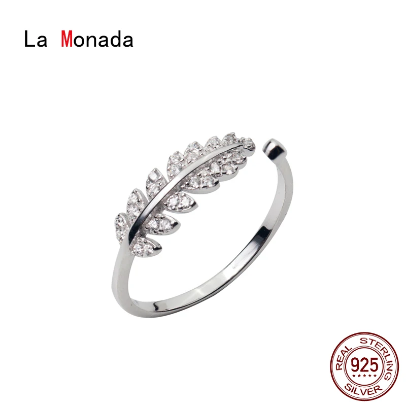 Женское кольцо в виде листа La Monada 925 пробы Серебряное минималистическом стиле из
