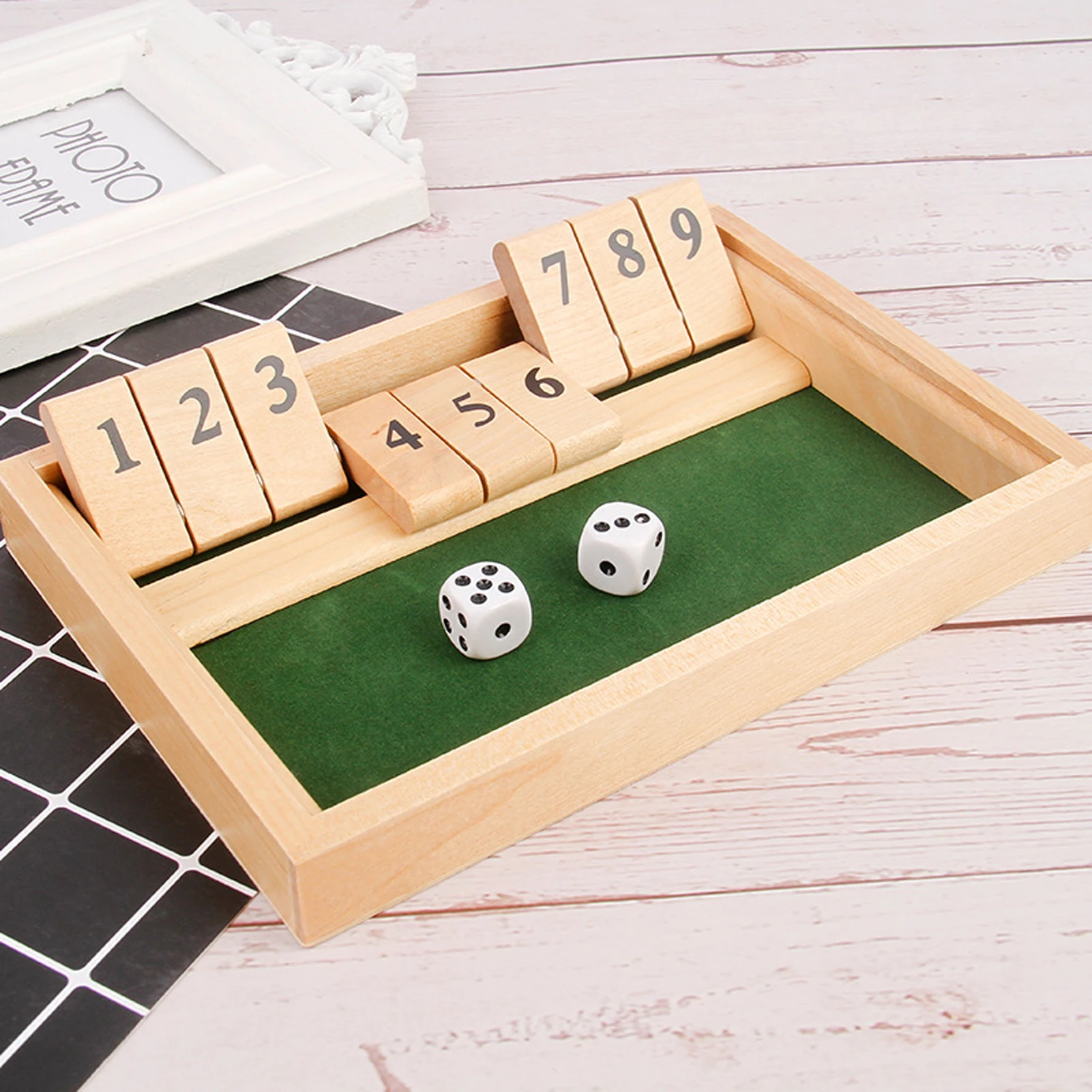 

12 Number Shut the Box Board Game 2 Player Wooden Dice for Kids and Adults Family Traditional Games for Adults Families