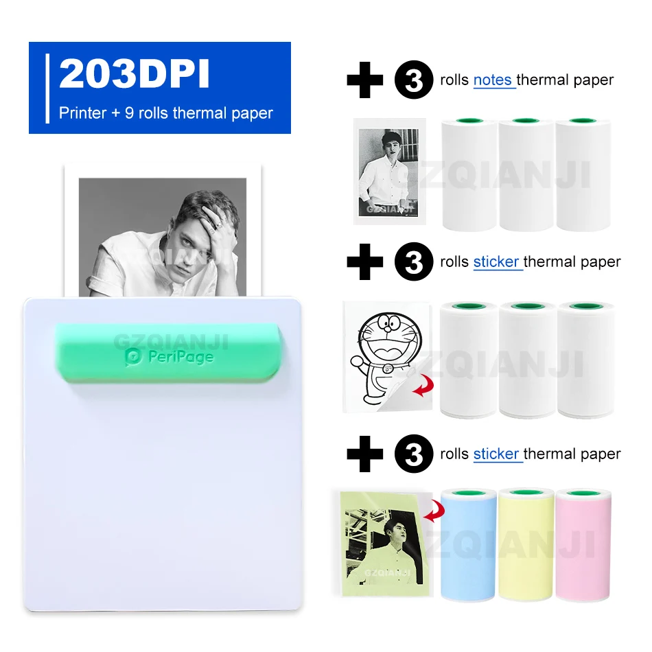 203-15 rolls paper Новое поступление фототермический принтер Бесплатный Appp Мини карманный чековый принтер 58 мм для телефона android iOS с функцией AR/power Bank - Цвет: 203-15 rolls paper