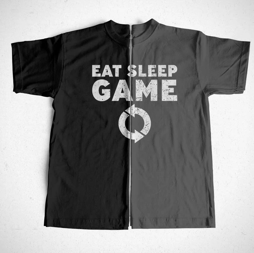 

Забавная футболка COOLMIND из 100% хлопка унисекс, повседневная свободная Мужская футболка с надписью «eat sleep game», крутая хлопковая футболка, мужс...