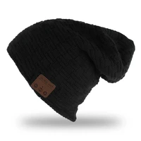 usb charging solid comfortable outdoor soft cordless warm knitted winter fashion cap