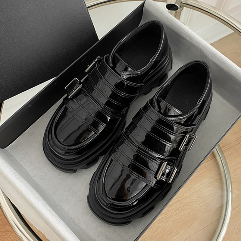 

Женские лоферы на платформе, повседневные черные туфли на плоской подошве, оксфорды, весна-осень 2021