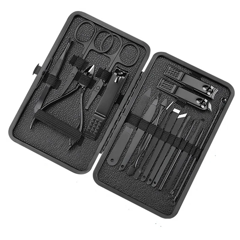 

Nail Clipper Set New Black Stainless Steel Nail Clippers 18 Pieces Large Manicure Plier Set Beauty Manicure Tools Nail Cutter