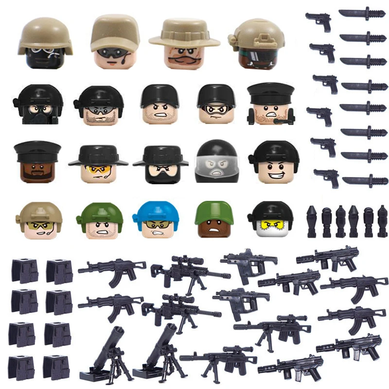 Мини военные фигурки строительные блоки городская полиция SWAT США русский солдат