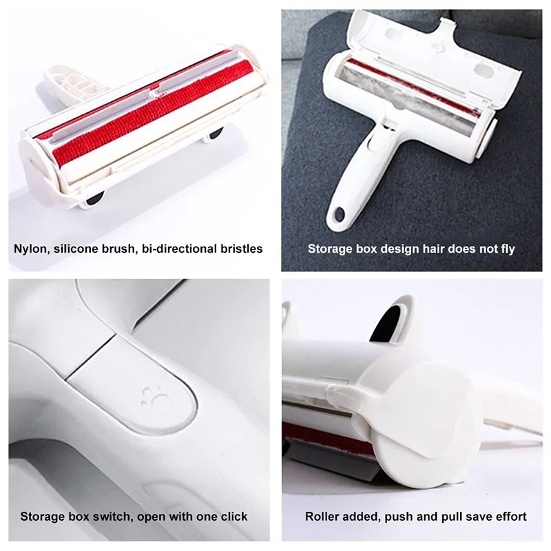 

Two-Way Pet Hair Remover Roller Self-Cleaning Lint Pet Hair Remover One Hand Operate Remover Roller Pet Hair Household Cleaning
