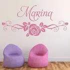 Именные наклейки на стену для девочек, персонализированная наклейка, вихревая Роза, Детская Наклейка для девочек, съемные милые декоративные наклейки для спальни W961