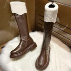 Женские высокие ботинки на массивной подошве, зимние теплые ботинки для снежной погоды, ботинки-гладиаторы на меху и платформе, мотоциклетные ботинки из искусственной кожи в стиле панк, 2022