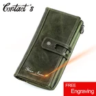 Женские кошельки Contact's из натуральной кожи, модный Дамский удлиненный клатч, дизайнерский кошелек на молнии для мелочи, сумки с кредитницей