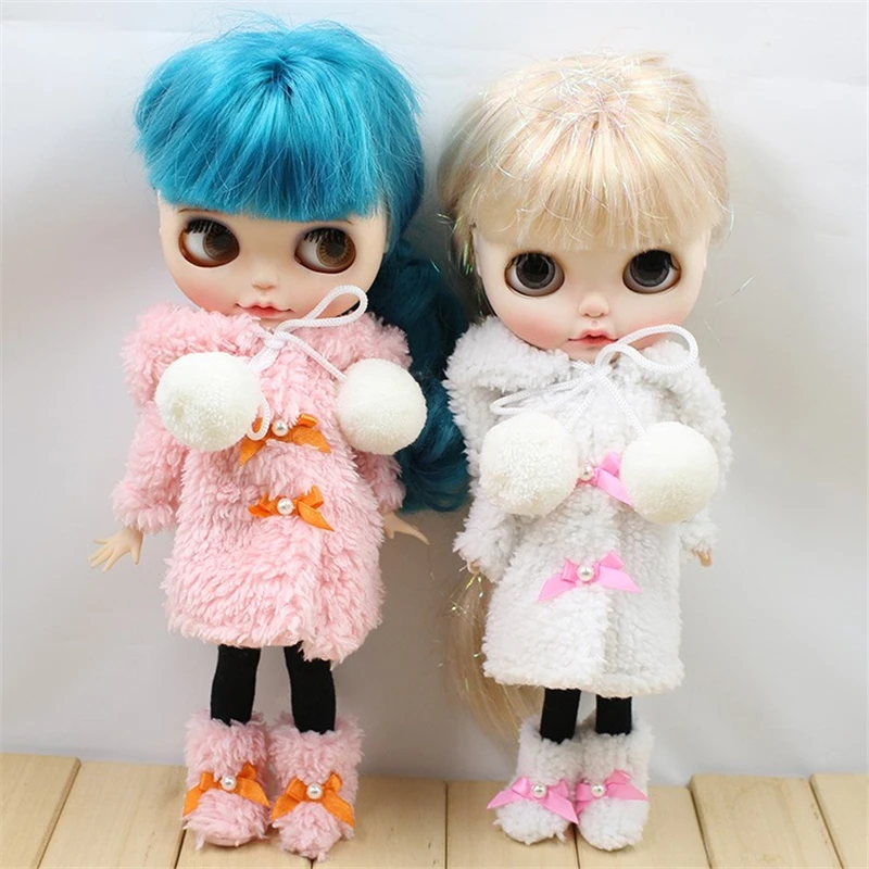Ледяной DBS Blyth Кукла одежда зимний костюм белое пальто розовый обувь и черные