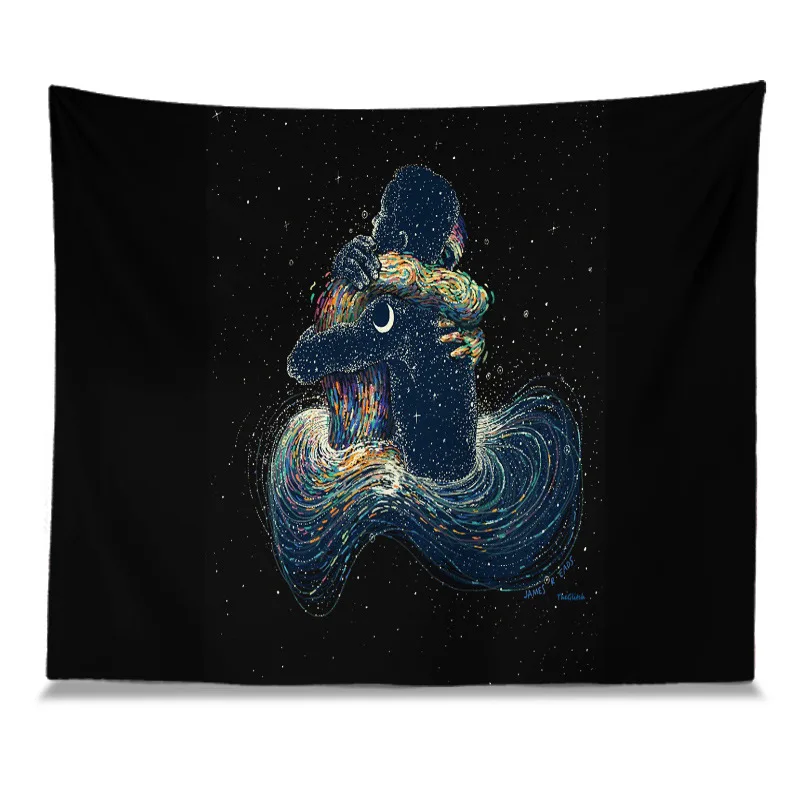 

psychedelic tapestry starry wall carpet boho wall art black wall cloth dorm decor large tapestry
