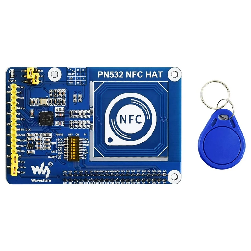 

Waveshare PN532 NFC HAT for Raspberry Pi in the 13.56MHz Frequency Supports Three Communication Interfaces I2C SPI and UART