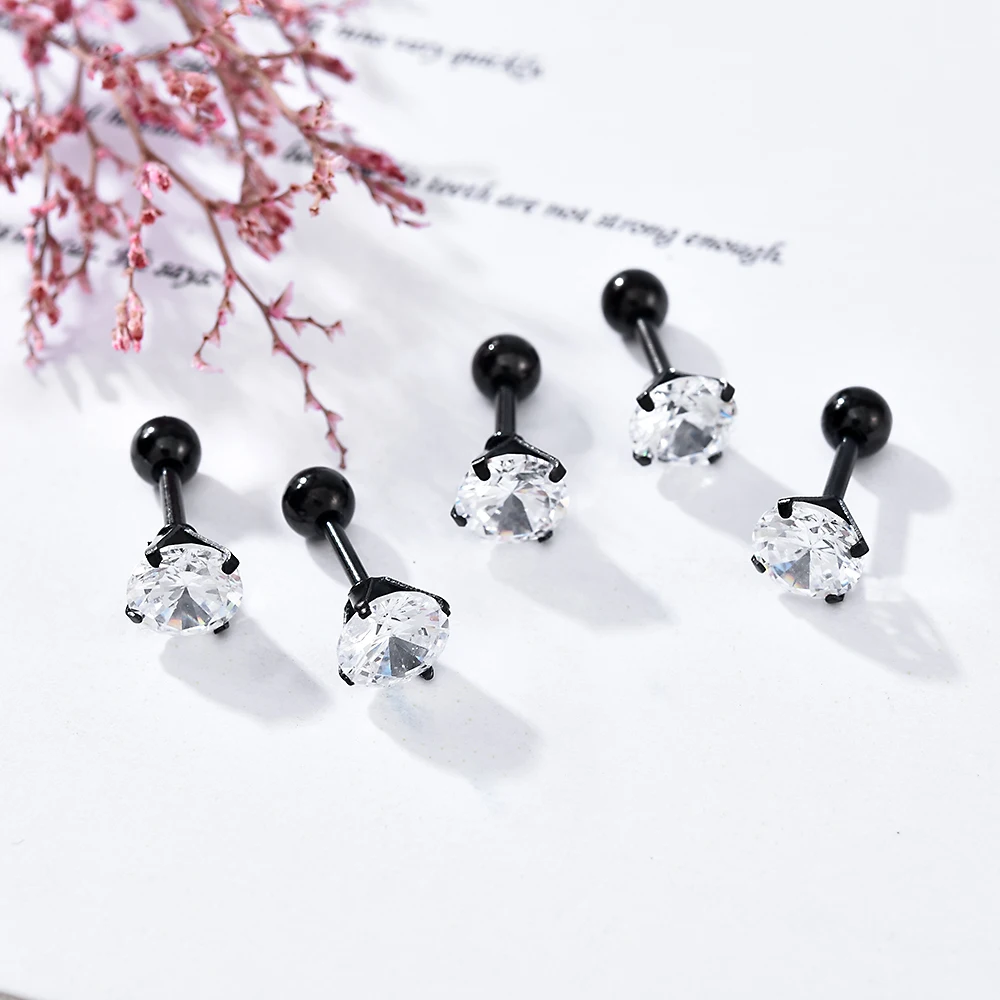 

1PC Earing Prong Tragus Cartilage Piercing Stud Earring Ear Ring Stainless Steel Stud Korean Earrings