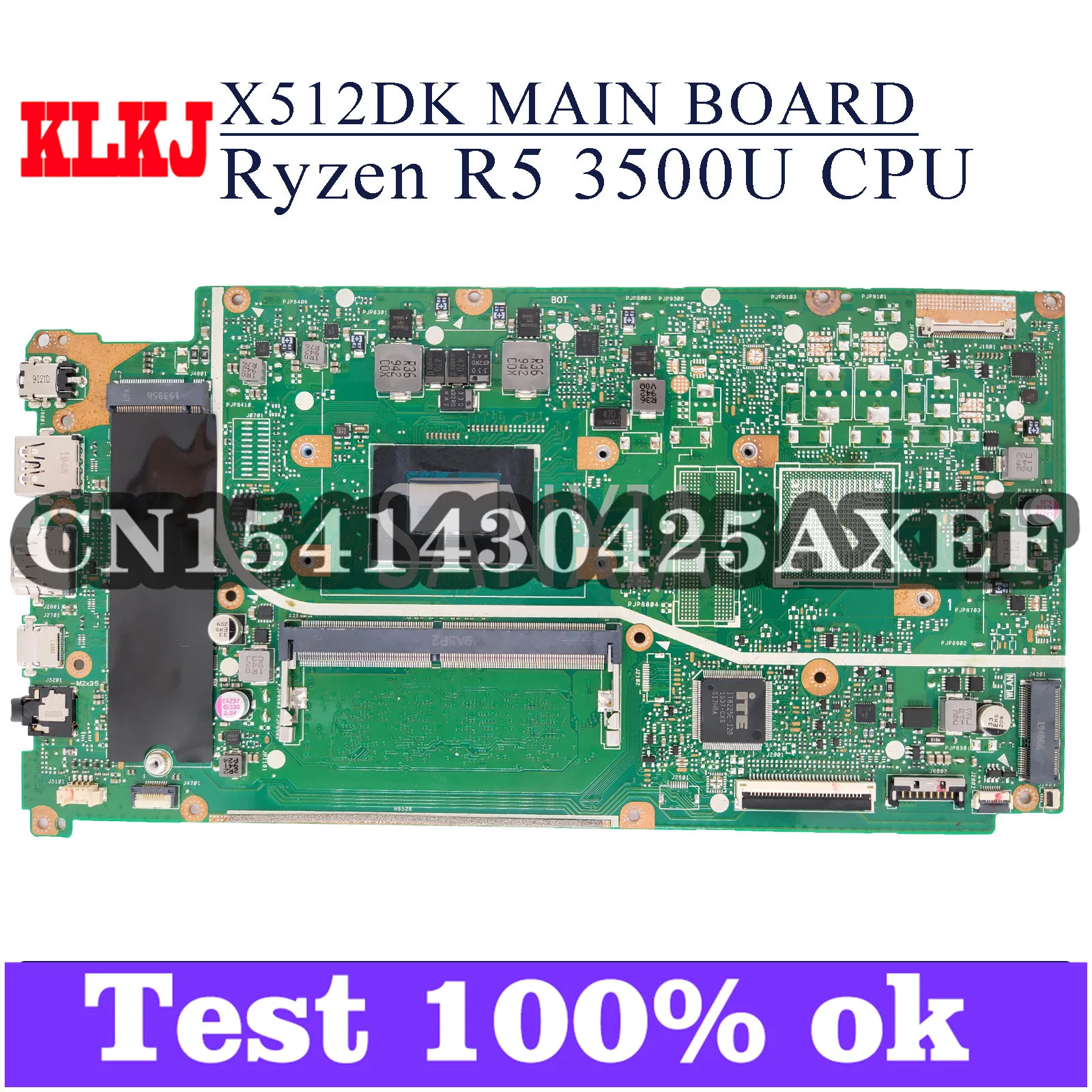 

KLKJ X512DK материнская плата для ноутбука ASUS X541DA X541D оригинальная материнская плата Ryzen R5 3500U Процессор (R5-3500U) UMA