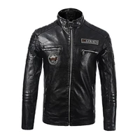 autumn winter fashion mens motorcycle pu leather jacket casual fleece leather jacket stand collar zipper leather clothes male