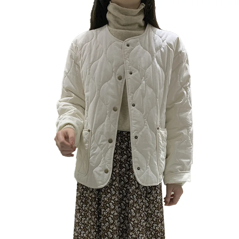

new winter women's clothing collarless long sleeve short cotton padded clothes Korean loose coat women wholesale 8887