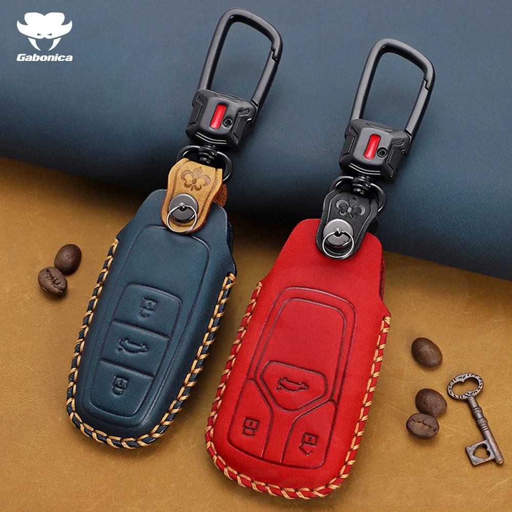 Leather Car Key Case For Audi A1 A3 A4 A5 A6 A7 A8 B9 Q5 Q7 R8 S5 S7 Q8 TT RS Remote Fob Shell Cover Protector Keyless Bag | Автомобили и