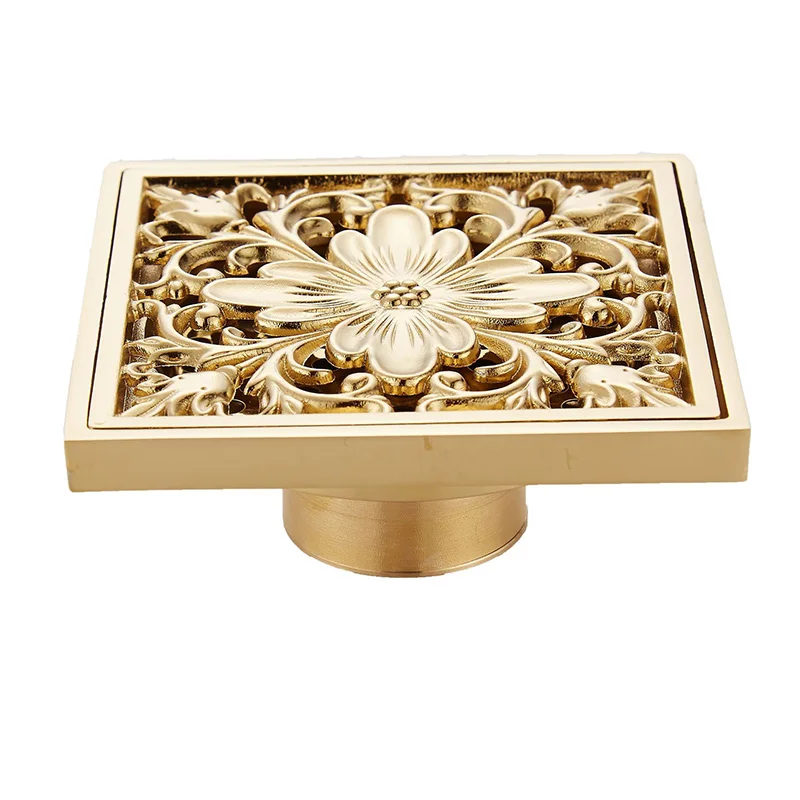 Полностью медный слив 10*10 см позолоченный Европейский дезодорант сердечник пола|