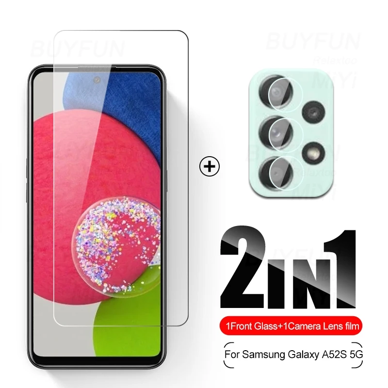 

Для Samsung Galaxy A52S 5G Glass 2 в 1 объектив камеры защитное стекло Sumsung Glaxy A52 S A 52 S 2021 SM-A528B/DSN 6,5 ''пленка для телефона