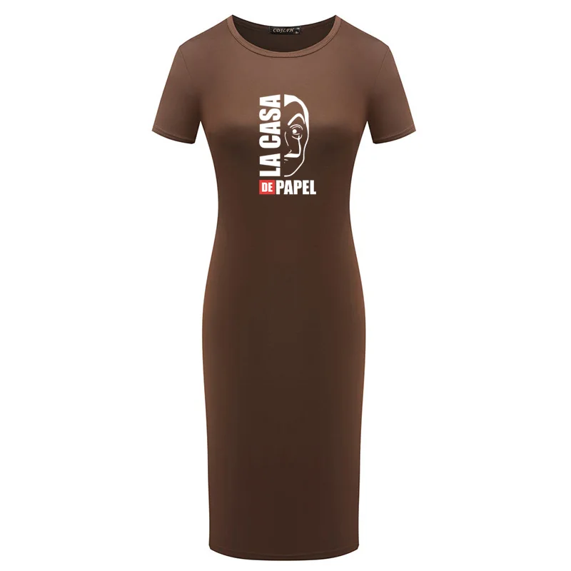 

Long Pencil Dresses For Women La Casa De Papel Dress Money Heist Bodycon T Shirt Dress Sexy Short Sleeve Party Maxi Skinny Robe