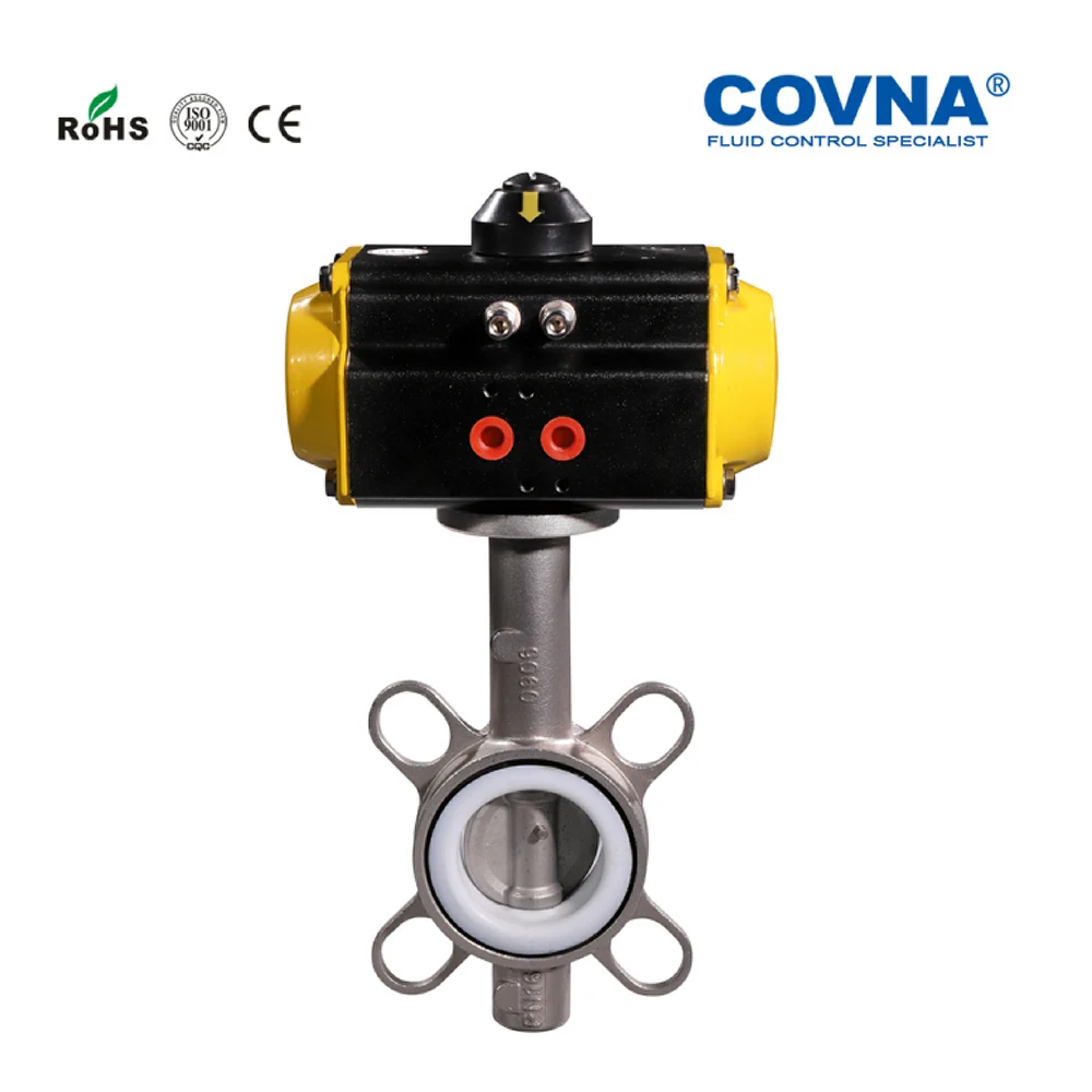 5 ''DN125 вафельный пневматический клапан бабочка из нержавеющей стали 304 PTFE Seat PN16