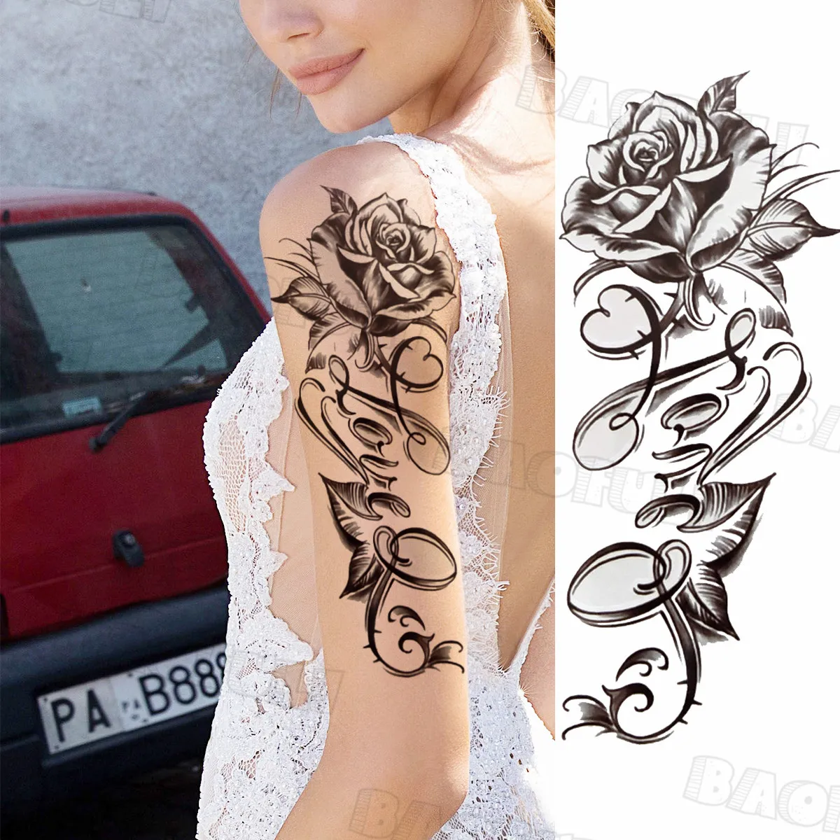 Реалистичные Птица с рисунком кота и цветочным принтом временные татуировки для