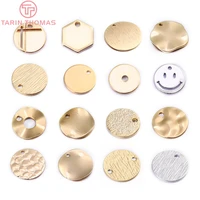 20pcs 24k gold color plated brass round disk pendants charms for diy jewelry making findings accessories