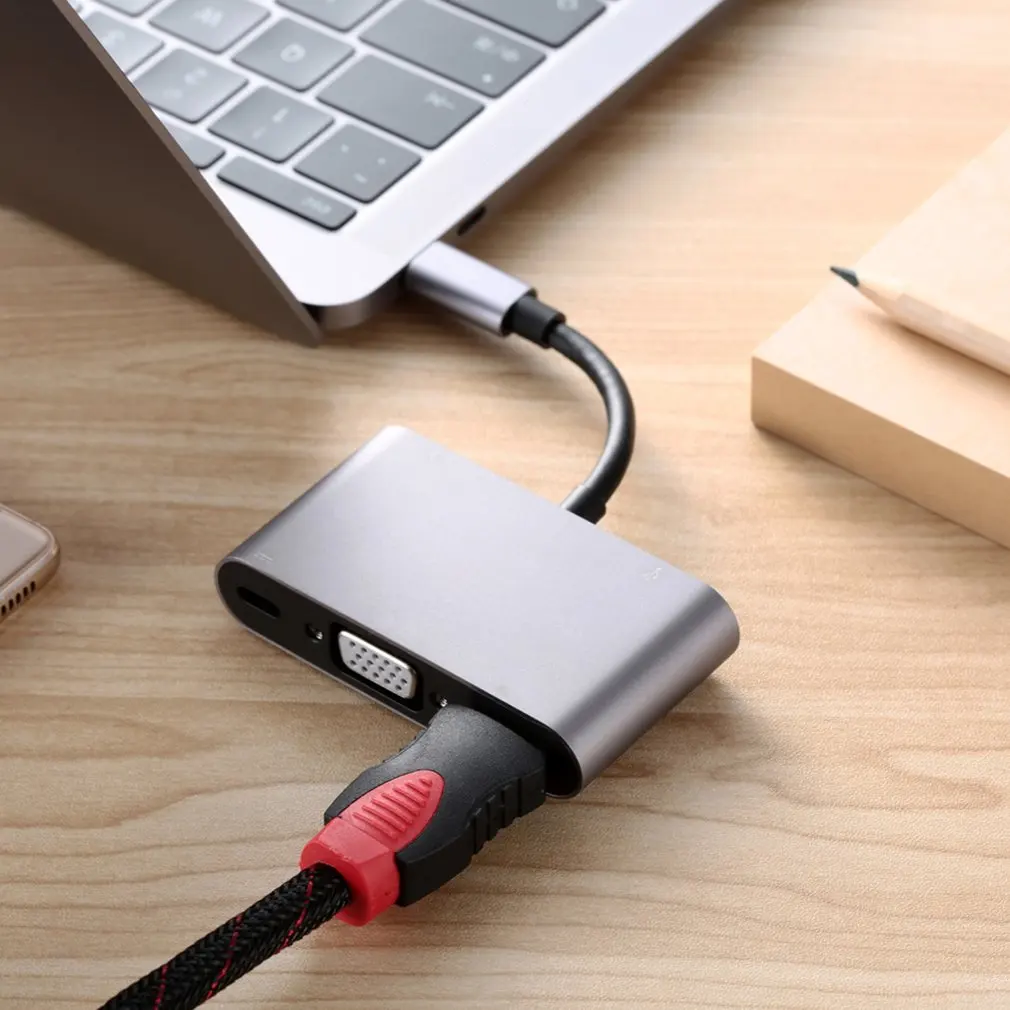 Адаптер USB Type C на HDMI/VGA/3 5 мм/USB 3 0/PD|Компьютерные кабели и разъемы| |
