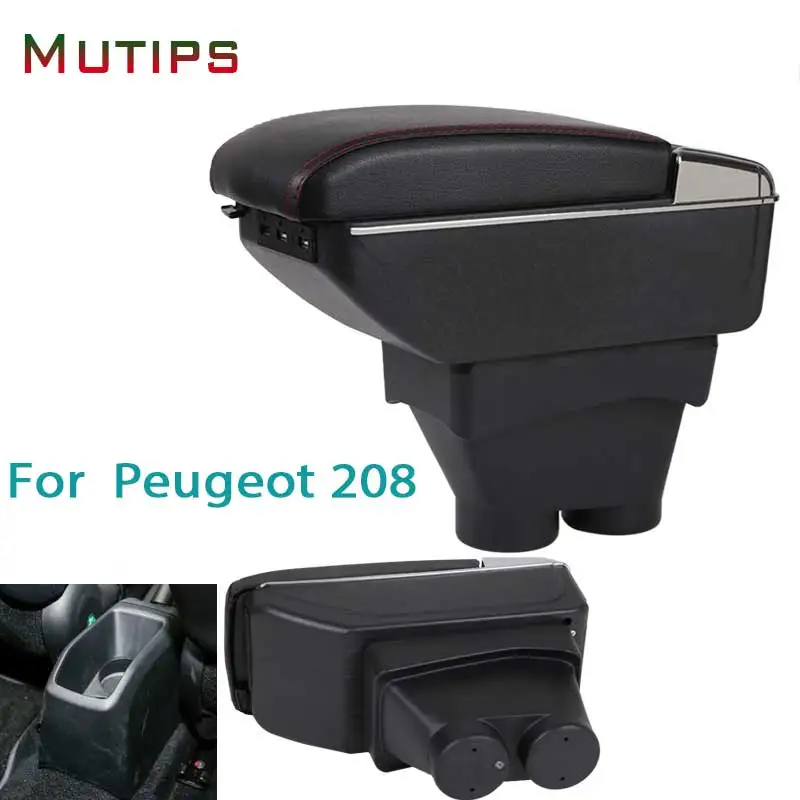 Mutips автомобильный подлокотник для Peugeot 208 аксессуары кожаный пепельница покрытие