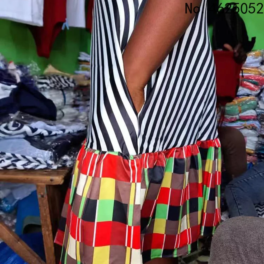 New Africa Clothes Dashiki Grid Print Ankara Dress 2021 Bazin Traditional Robe Sleeveless African Dresses For Women | Тематическая