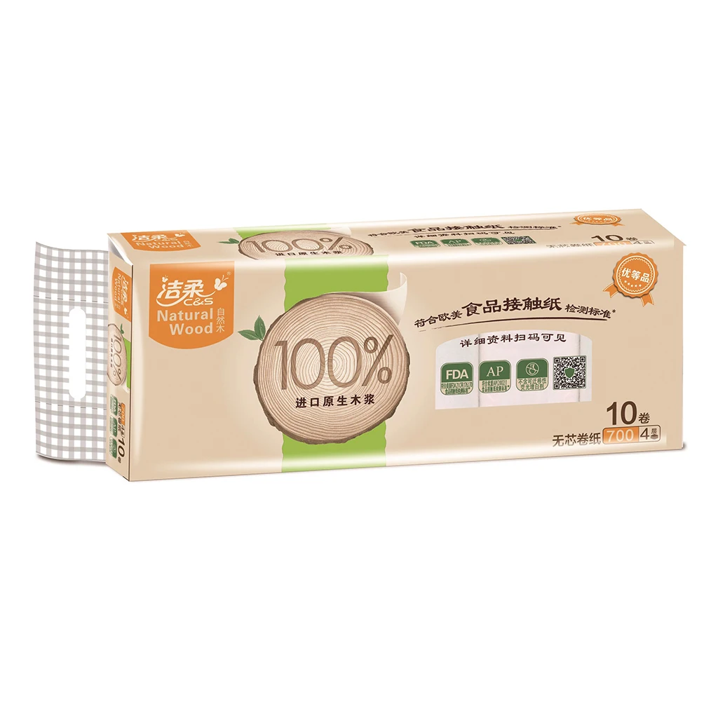 10 Rolls 4 Layers Soft Toilet Paper Roll Wood Pulp Bath Tissue Skin-friendly Care Household Towel |
