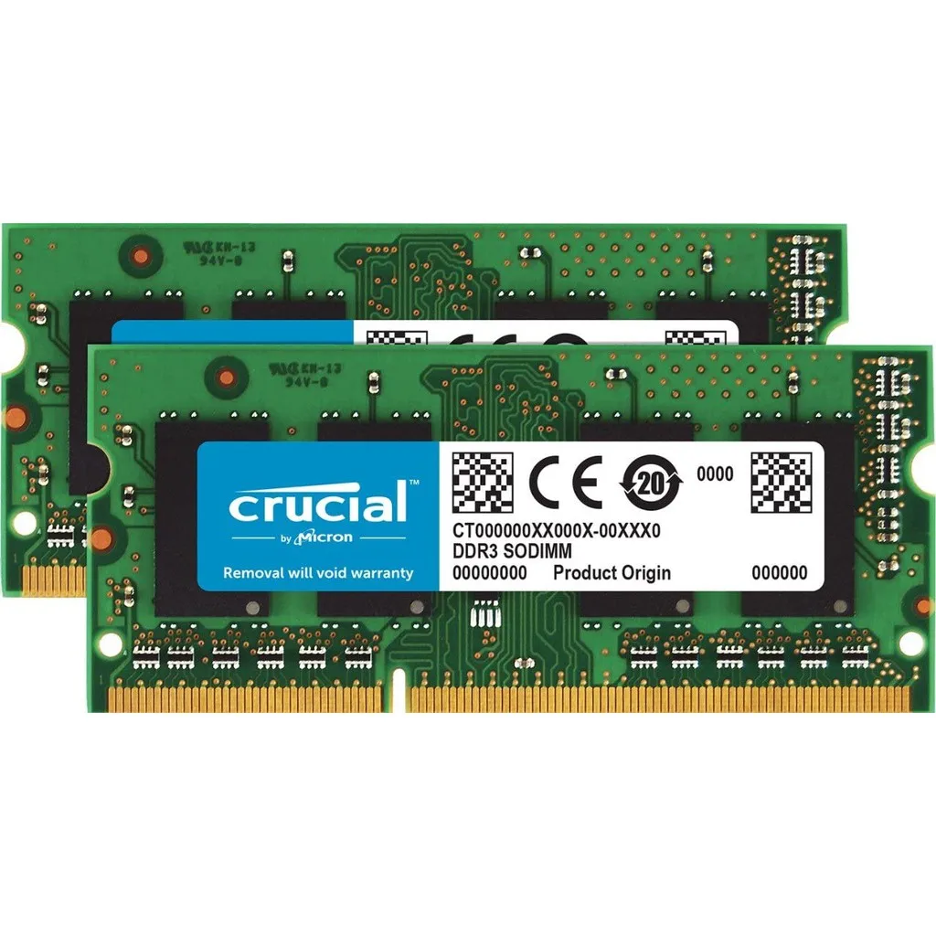 

Crucial 2GB 4GB 8GB DDR3L 1066MHz 1333MHz 1600MHz PC3 1.35V 204 pins PC3L-12800 Laptop Non-ECC Unbuffere Memory Sodimm Ram