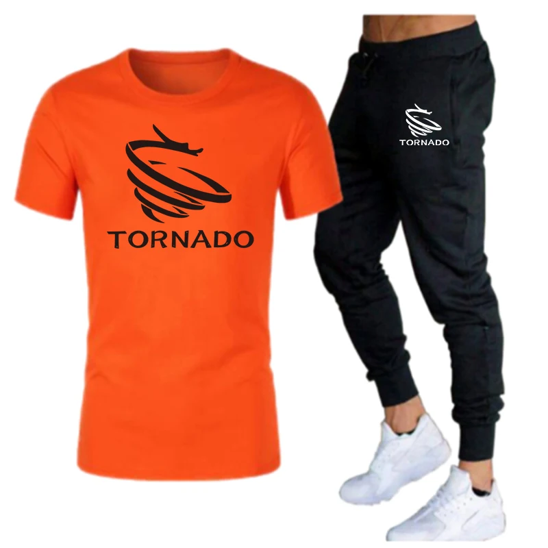 

Men's summer cotton short-sleeved T-shirt + fashion dragon print brand casual sports T-shirt new two-piece suit