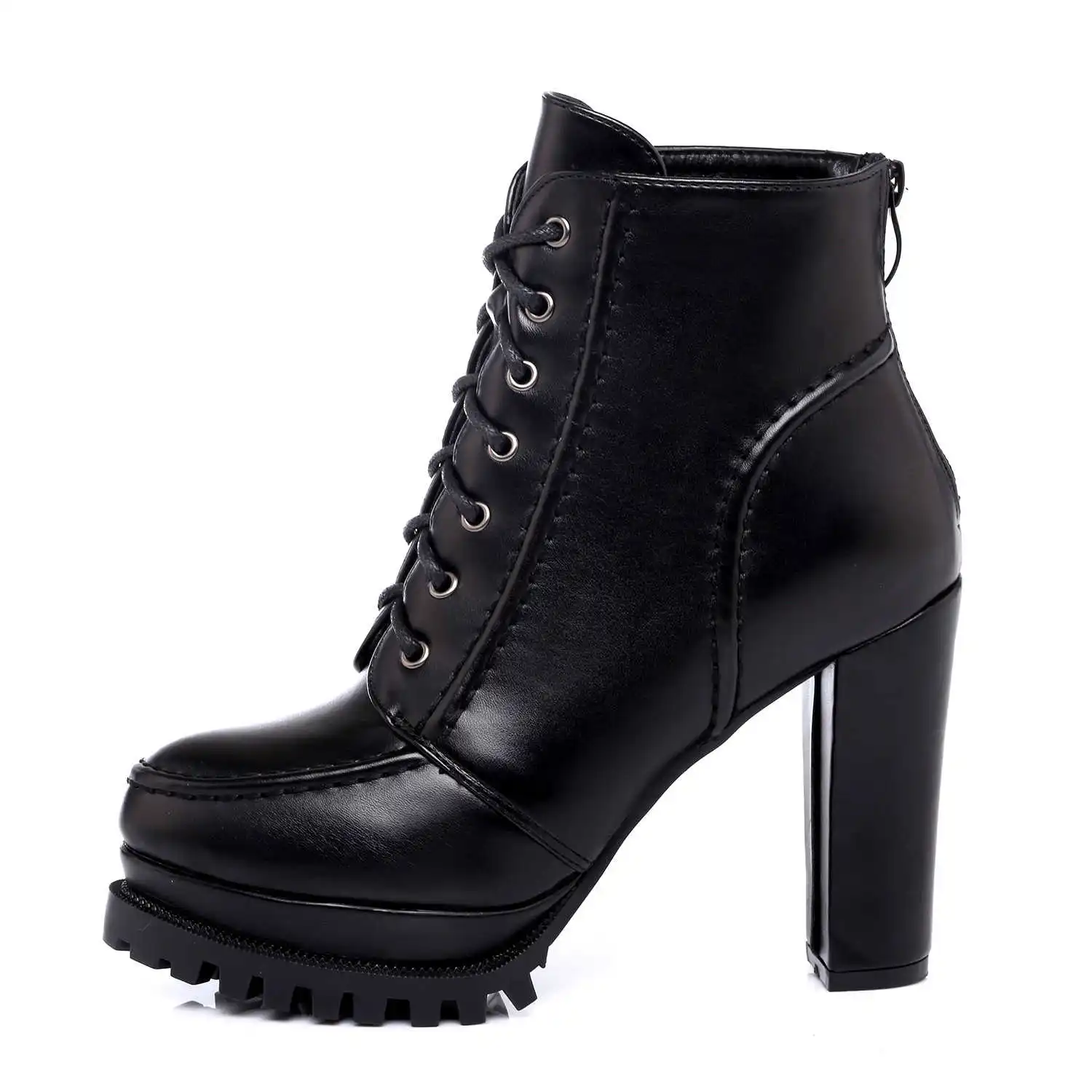 

Autumn and winter 2019 new fashion round head waterproof platform thick heel Martin boots temperament women's Boots