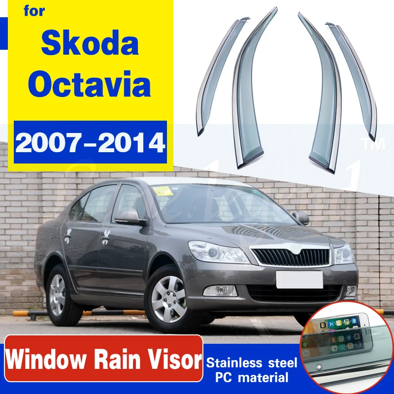 

For Skoda Octavia 2007-2014 Car Styling Window Rain Shade Protector Cover Frame Exterior Accessories Car window rain cover