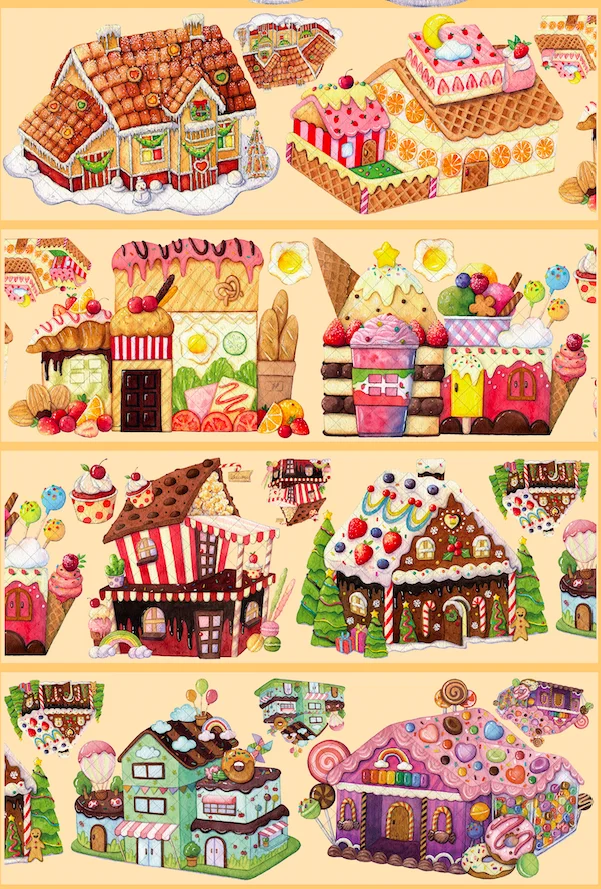 

8cm*10M Sweet House Desert Cake Food Washi Tape
