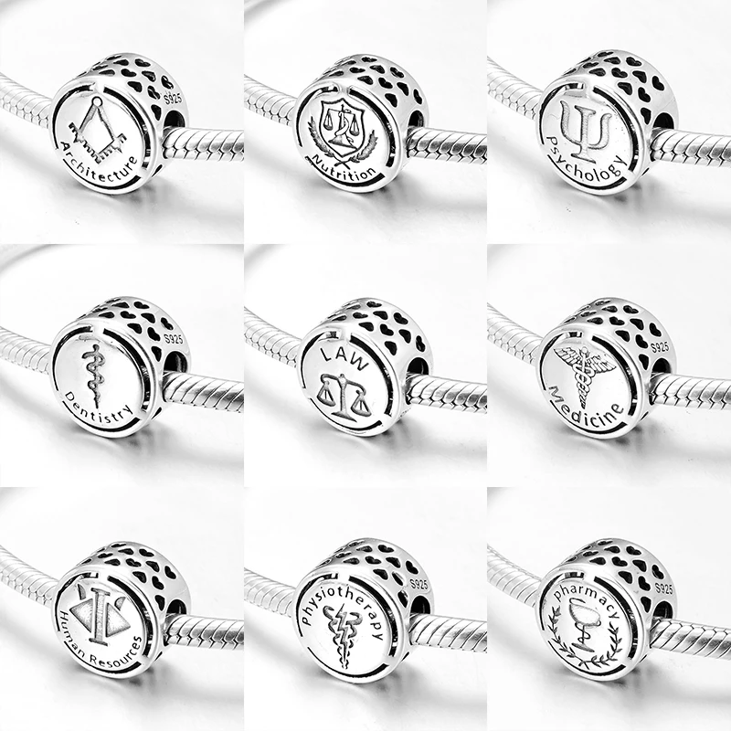 New Fashion 925 Sterling Silver Twelve job occupation Accessories beads Fit Original European Charm Bracelet Jewelry making | Украшения и