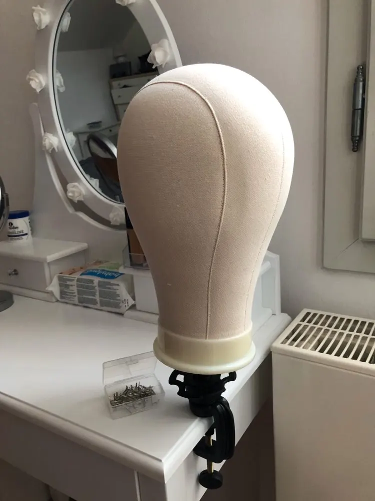 CAMMITEVER 21" Wig Stand With Head Canvas Block Mannequin Off Displaying Making Styling Maniquin T Needle | Дом и сад