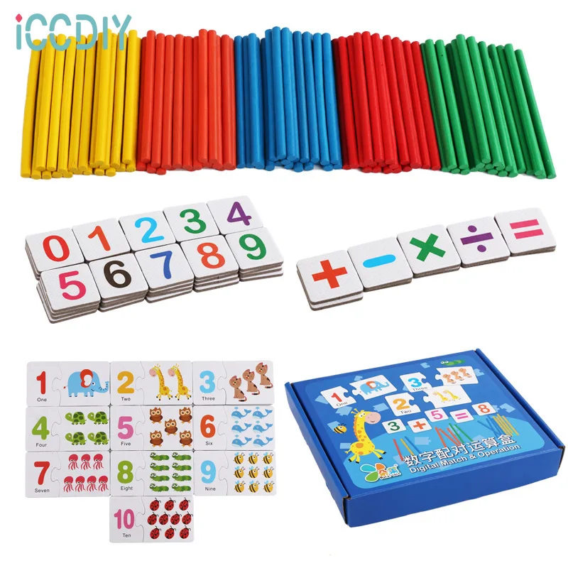

Children 3-6 years old digital pairing number stick learning box math enlightenment early teaching puzzle wood montessori toys