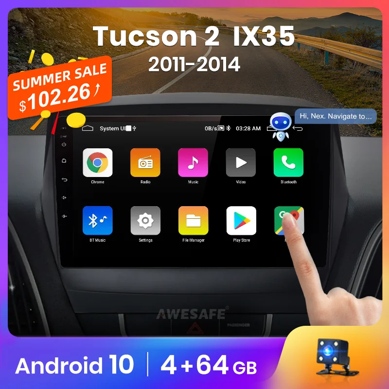 Автомагнитола AWESAFE PX9 для Hyundai Tucson 2 IX35 2009 2010 2015 мультимедийный видеоплеер с GPS