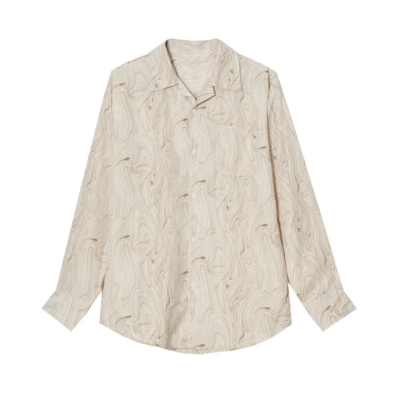 

New spring products Korean style loose trendy ripple long-sleeved shirt for men M6-F-C19