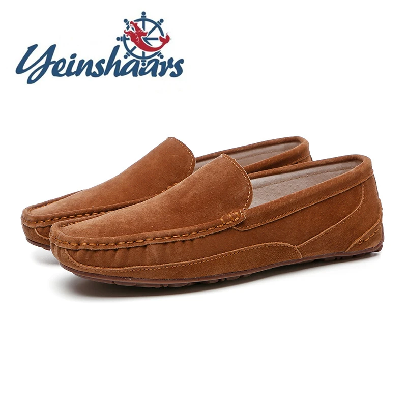 Туфли-Лоферы мужские замшевые летние Нескользящие на плоской подошве | Обувь