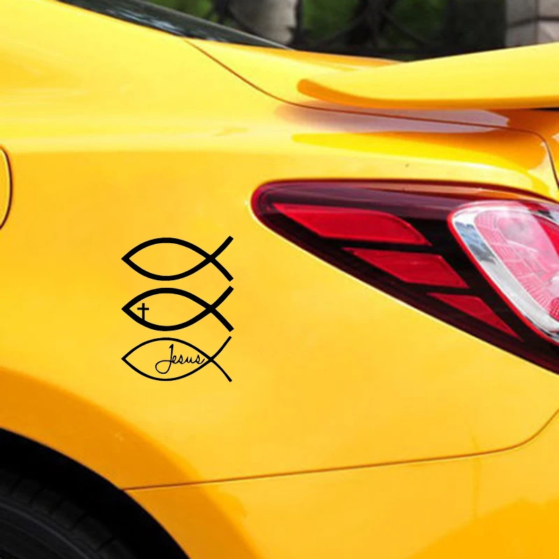 Виниловая наклейка на автомобиль стикер с изображением Иисуса рыбы Бога