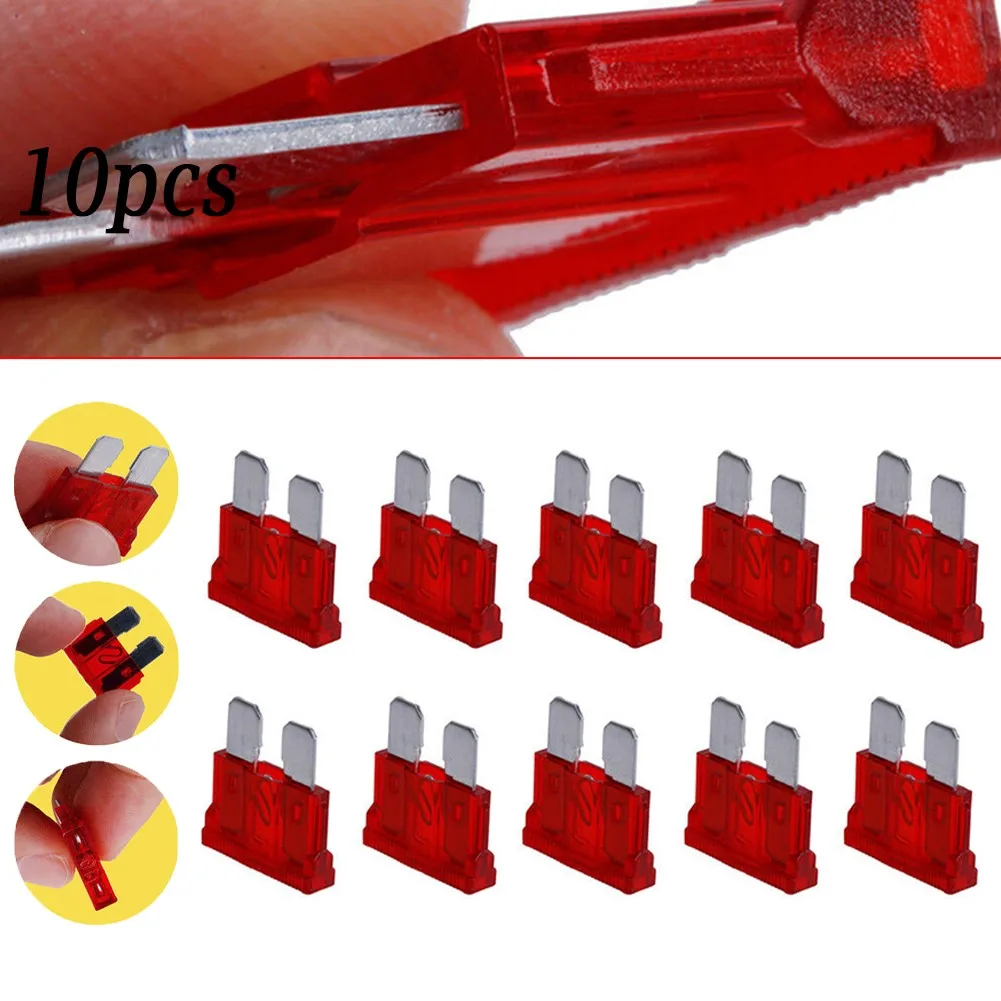

10Pcs 10AMP Blade Fuses Standard Red 10A Flat Fuse Car Bike Motorcycle Van Auto Flat Plug Fuses Standard (ATO)