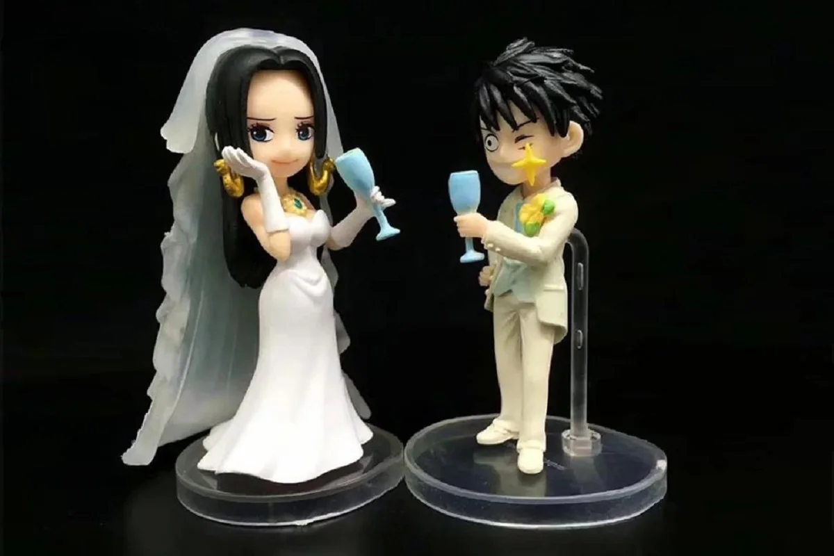 Вытолкнуть его рисунок с персонажами Монки Д лаффи Boa Хэнкок свадебной сцены