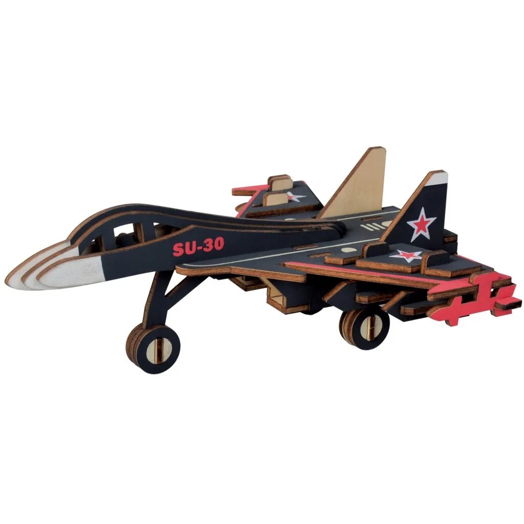 3D деревянные головоломки Jigsaw Juguetes лазерная резка Aircrafe Fighter Su-30 DIY сборка детские