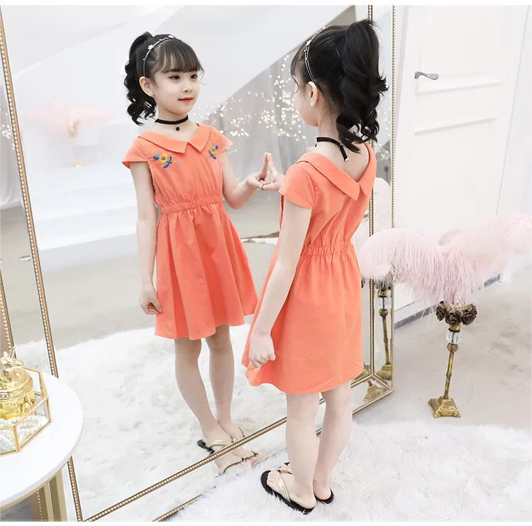 

Girls Summer New Fashon Princess Dress Cotton Embroidered Dress